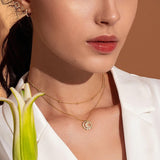 925 Sterling Silver Vintage Gold Sun and Moon Double Layers Choker Necklaces Pendant for Women Silver Fine Jewelry