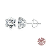 Classic Moissanite Stud Earrings, S925 Silver D Color Brilliant Round Cut Lab Created Diamond Wedding Engagement Earrings
