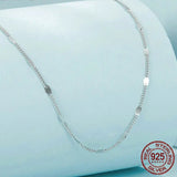 Real 925 Sterling Silver Exquisite Sparkling Basic Chain Link Lobster Clasp Adjustable Necklace for Women