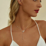 925 Sterling Silver Angel Wing Necklace, White Gold Plated Classic Necklace with Cubic Zirconia Jewelry Gift for Women