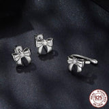 Mono White Gold Plated Bowknot Moissanite Ear Cuff 925 Sterling Silver Ear Clip Bow Moissanite Earrings for Women