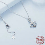 925 Sterling Silver Anchor Necklace, White Gold Plated Classic Necklace with Cubic Zirconia Jewelry Gift for Women