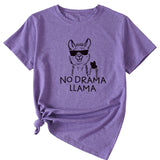 Womens Dress No Drama Llama Leisure Round Neck Short Sleeve T-shirt