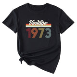 VINTAGE 1973 Womens Summer Fashion Casual Round Neck Short-sleeved Shirt