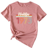 VINTAGE 1973 Womens Summer Fashion Casual Round Neck Short-sleeved Shirt