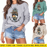 NOT ALL WHO WANDER ARE LOST Crew Neck Leopard Letter Long Sleeve Sweater Girl