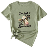 Womens Im Just A Girl Fun Pattern Casual Short-sleeved T-shirt