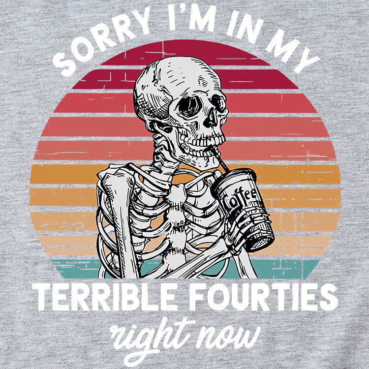 Sorry I'm In My Fun Pattern Printed Casual Short-sleeved T-shirt