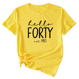English Letter Hello Forest Est 1983 Round Neck Short Sleeve T-shirt