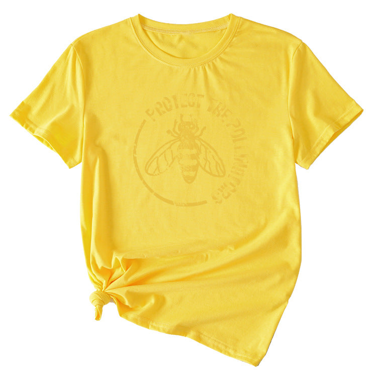 Bee Protect The Pollinators Pattern Short Sleeved T-shirt