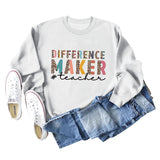 DIFFERENCE MAKER TEACHER LETTER Leopard Print Long-sleeved Sweater for Women