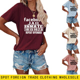 English Letters Facebook Jalt Immate Round Neck Short Sleeve