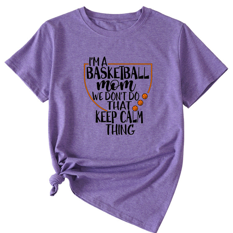 The Letters I'm A Basketball Mom Round Neck Short Sleeves