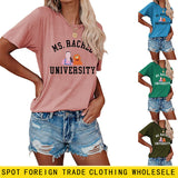 MS RACHEL University Fun Graphic Short-sleeved T-shirt