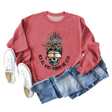 NOT ALL WHO WANDER ARE LOST Crew Neck Leopard Letter Long Sleeve Sweater Girl