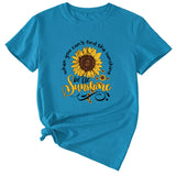 When You Cant Find Letters Sunflower Printed Round Neck Short Sleeve T-shirt