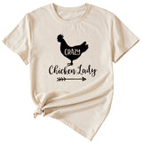 Crazy Chicken Lady Fun Pattern Short Sleeve Shirt