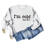I'm Cold Me Letter Loose Bottoming Long Sleeve Sweater Girl