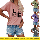 LOVE Fun Pattern Women's Loose Round Neck Short Sleeve Top Shirt