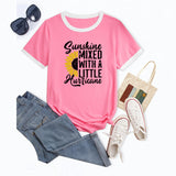 Sunshine Mixed with Sunflower Pattern Ladies Short Sleeve T-shirt