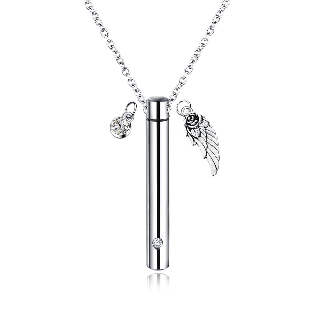 Titanium Steel Jewelry Urn Necklace In Memory of A Loved One Creative Openable Stainless Steel Perfume Bottle Pendant