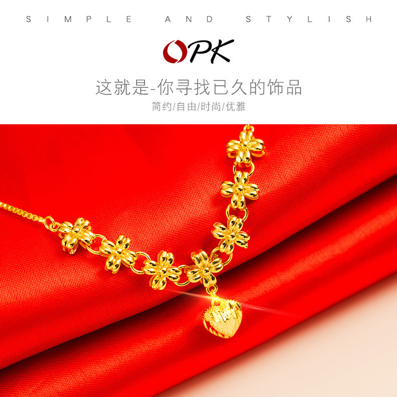 NEHZUS Factory Direct Sale Wedding Bridal Necklace Accessories Wholesale Copper Gold Plated Colour Love Pendant Clasp Chain