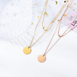 NEHZUS Classic and Versatile Double Layer Small Round Bead Chain with Glossy Round Piece Pendant for Women's Collarbone Necklace