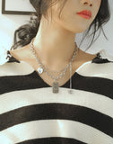 Street Personality Design Butterfly Necklace Vintage Double Layered Stacked Necklace for Women Jumper Chain