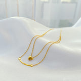 NEHZUS Multilayer Temperament Titanium Steel Necklace For Women Classic Love Bay Plaque Collarbone Chain Wholesale