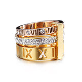 Diamond set Roman monogram ring for women