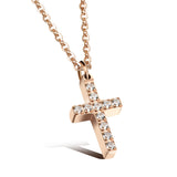 Simple Vintage Short Cross Necklace Creative Collarbone Chain with Diamond Pendant Necklace Holiday Gift