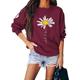 Women Daisy Graphic Sweatshirt Casual Loose Long Sleeve Fashion Tops