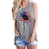 Women Sunflower American Flag Tank Tops Fashion Sunflower Shirt