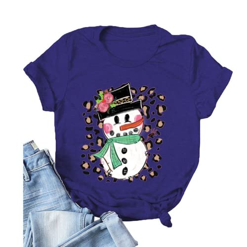 Women Cute Snowman T-Shirt Christmas Shirt