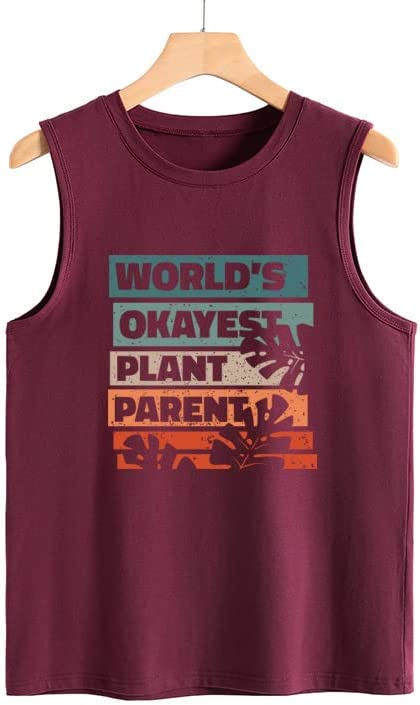 Women Plant Lady Tank World's Okayest Plant Parent Botanical Tee Shirt