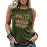 Sloth Cute Tank Tops Women A Sloth Does More Work Than My Pancreas Graphic T-Shirt