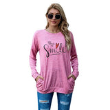Happy Shirt Women You Make Me Smile Long Sleeve Love Heart Gift Blouse with Pockets