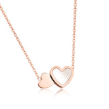 Necklace Fashion Double Love Heart Stainless Steel Plated Rose Gold Collarbone Necklace for Women