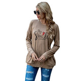 Happy Shirt Women You Make Me Smile Long Sleeve Love Heart Gift Blouse with Pockets