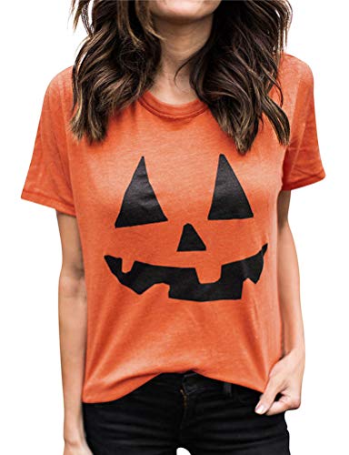 Women Pumpkin T-Shirt Halloween Shirt