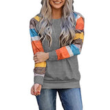 Women Fashion Blouse Color Stripes Hit Color Casual Round Neck Long Sleeve Shirt