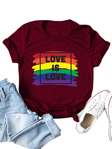 Women Love is Love Shirt for Women Rainbow T-Shirt