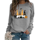 Women Black Cat Gnome Pumpkin Bat Halloween Costume Sweatshirt