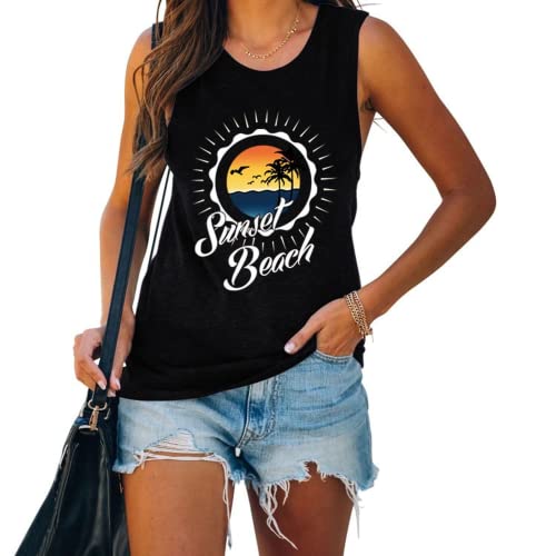 Women Sunset Beach Summer Vacation Tank