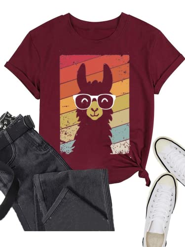 Llama Gifts Tees Women Short Sleeve Cute Llama T-Shirt