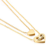 Love Heart Womens Necklace Stainless Steel Gold Plated Pendant Necklaces for Mom Inlay 5A Cubic Zirconia Personalized Moms Necklace with Kid’s Name