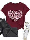 Valentine's Day Tees Women Love Heart Graphic Shirt