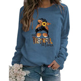 Thanksgiving Mom Gift Sweatshirt Women One Thankful Mama Graphic Shirt