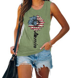 America Sunflower Tank for Women USA Flag Flower Freedom Independence Shirt