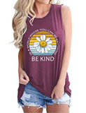 in A World Where You Can Be Anything Be Kind Sleeveless Shirt for Women Daisy Tank Top